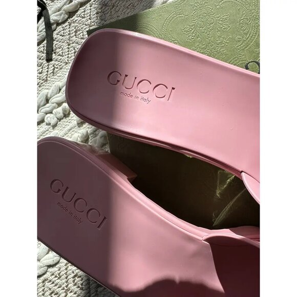 Gucci Pink Rubber Slide Sandals Size 6.5 Gucci Pink Rubber Slide Sandals Women's - Picture 4 of 9